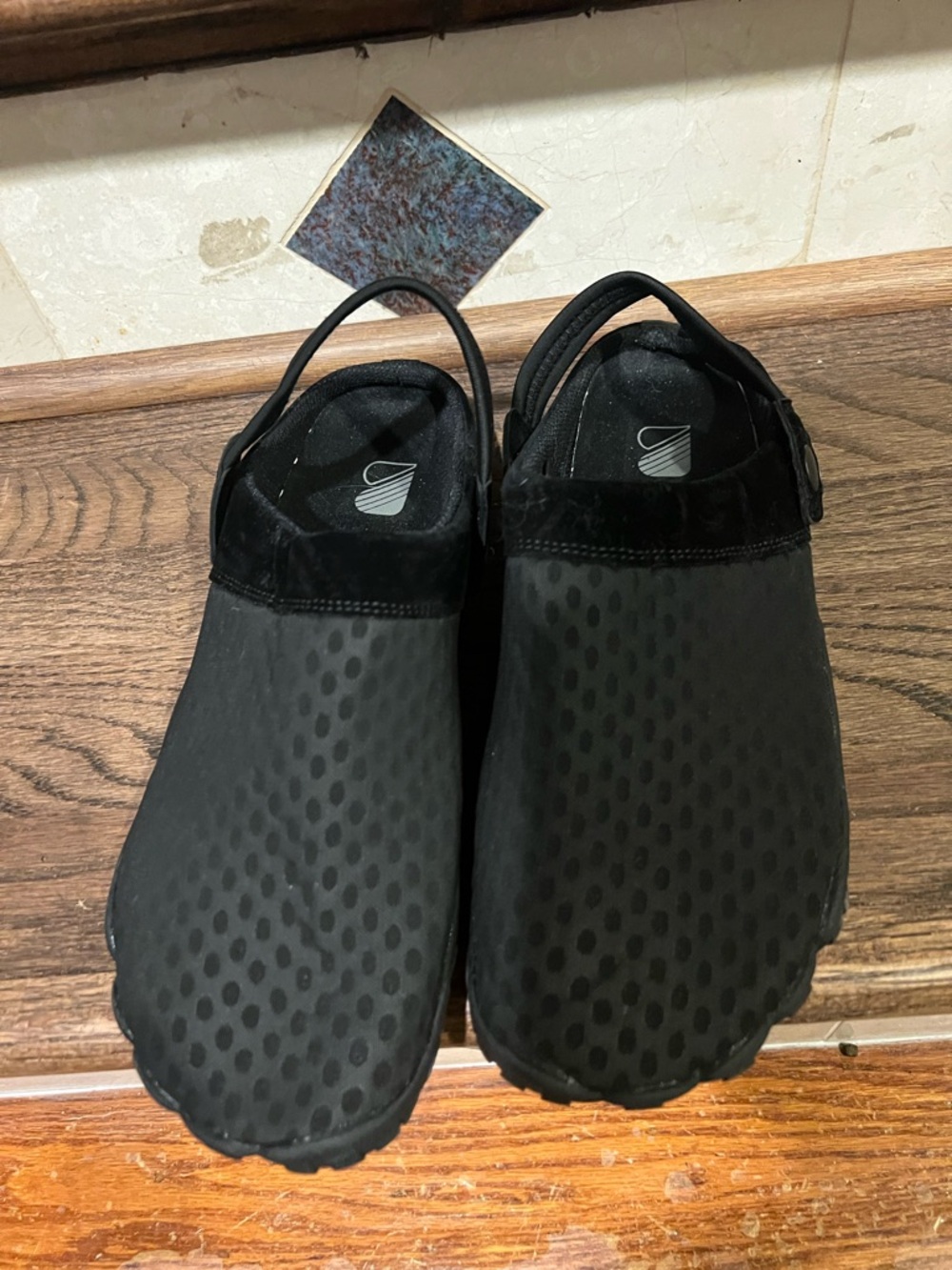 Black Slip-On Clogs with Heel Strap